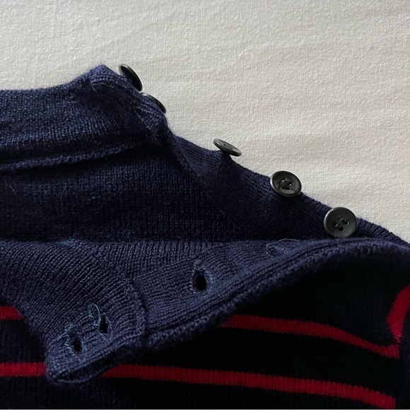 Vintage Saint James Wool Sweater in Blue & Red Stripes - Unisex - Picture 4 of 12